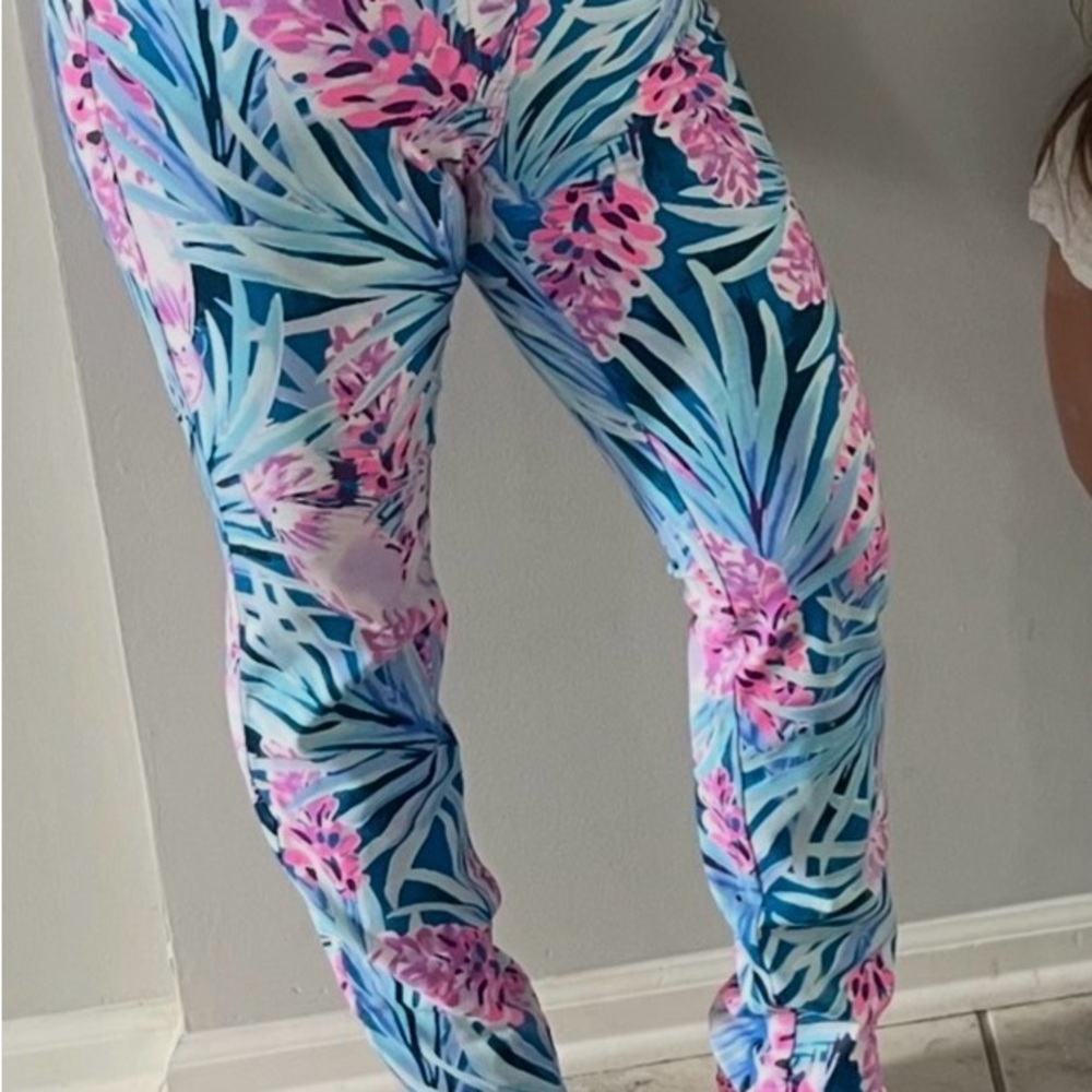 Lilly Pulitzer Blue and Pink Floral Pants
